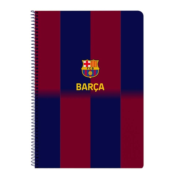 Safta F.C.Barcelona Cuaderno Espiral - Tapas Duras - 80 Hojas A4 con Cuadriculada 4X4mm - Formato Folio - 21.5x31x1cm - Color Rojo y Azul