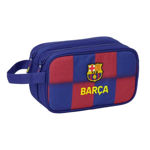 Safta F.C.Barcelona Neceser de 5L Portatodo - 2 Compartimentos - Asa de Mano - Cierre de Cremallera - 26x15x12.5cm - Color Rojo y Azul