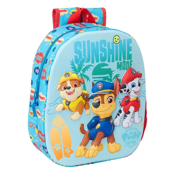 Safta Patrulla Canina Mochila 3D de 8.64L - Portabotellas - Tarjeta de Identificacion Personal - Hombreras Acolchadas - 27x33x10cm - Color Rojo y Azul