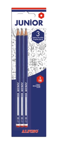 Alpino Junior Blister de 3 Lapices de Grafito HB con Cabecilla - Espacio para el Nombre