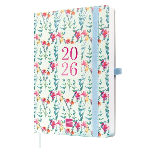 Finocam Capri Agenda Internacional - Anual 2026 - Formato FA5 - 153x23x214mm - 1 Dia por Pagina - Tematica de Flores