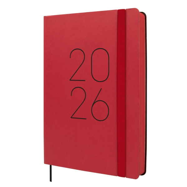 Finocam Flexi Lisa Agenda - Anual 2026 - Tapa Blanda - Formato FA5 - 151x23x214mm - 1 Dia por Pagina - Color Rojo