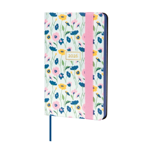 Finocam Flexi Joy Agenda en Catalan - Anual 2026 - Tapa Blanda - Formato F2 - 85x13x130mm - Semana Vista Horizontal - Tematica de Flores