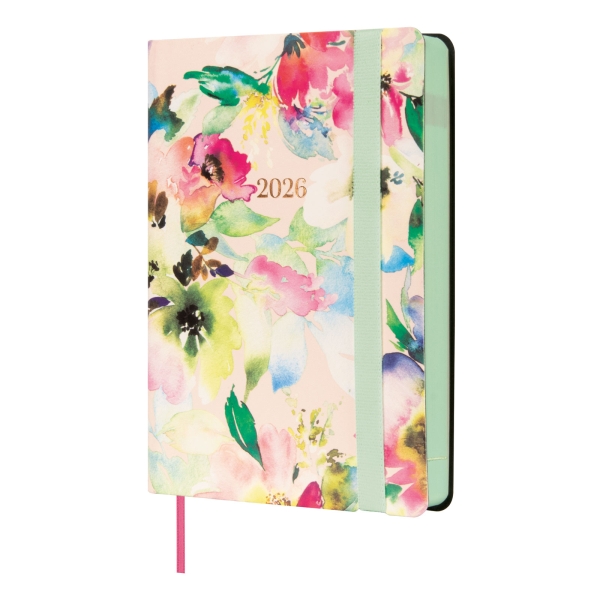 Finocam Flexi Joy Agenda en Catalan - Anual 2026 - Tapa Blanda - Formato F4 - 120x23x172mm - 1 Dia por Pagina - Tematica de Flores