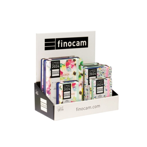 Finocam Flexi Joy Expositor con 15 Agendas Surtidas - Anual 2026 - Tapa Blanda - Color Surtidos
