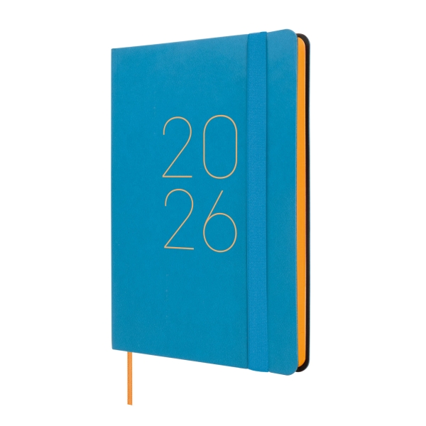 Finocam Flexi Lisa Agenda en Catalan - Anual 2026 - Tapa Blanda - Formato F4 - 120x13x172mm - Semana Vista Horizontal - Color Azul