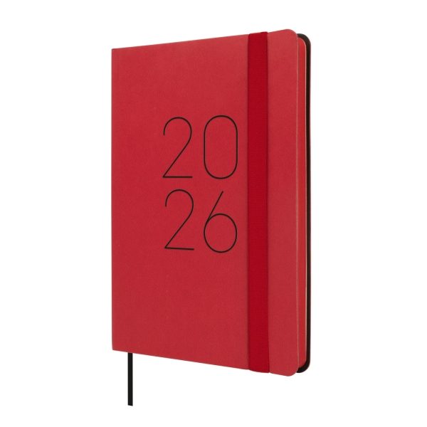 Finocam Flexi Lisa Agenda en Catalan - Anual 2026 - Tapa Blanda - Formato F4 - 120x13x172mm - Semana Vista Horizontal - Color Rojo