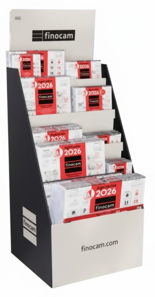 Finocam Expositor de Pie con 125 Calendarios Neutros Surtidos - Anual 2026 - Estructura de Carton - Color Surtidos