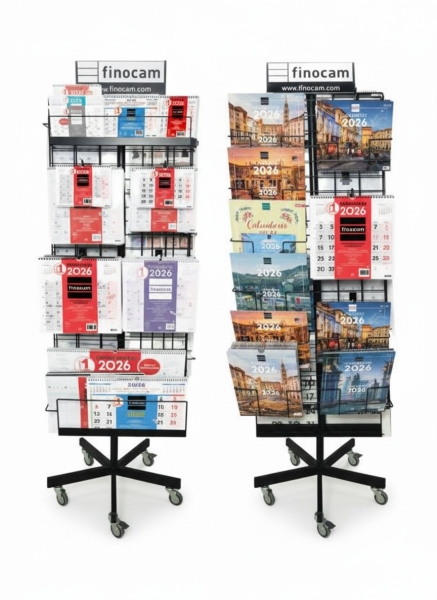 Finocam Pack de 275 Calendarios Surtidos para Expositor de Pie Metalico - Anual 2026 - Color Surtidos