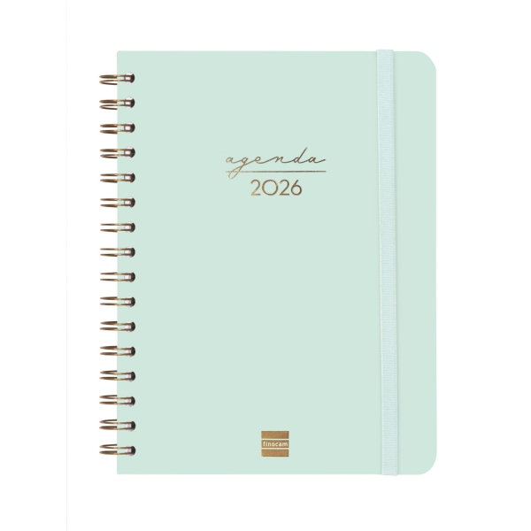 Finocam Alma Agenda en Catalan - Anual 2026 - con Espiral - Formato E10 - 172x19x220mm - Semana Vista Horizontal - Color Menta