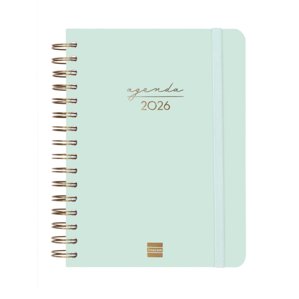 Finocam Alma Agenda en Catalan - Anual 2026 - con Espiral - Formato E10 - 180x30x220mm - 1 Dia por Pagina - Color Menta