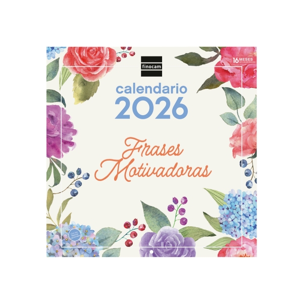 Finocam Calendario de Pared - Anual 2026 - Imagenes Variadas - 300x300mm - Espacio para Escribir - Tematica de Frases Motivadoras