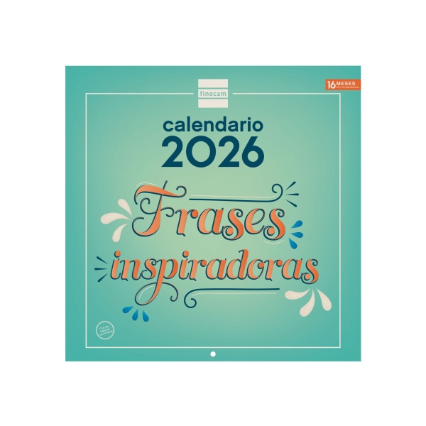 Finocam Calendario de Pared - Anual 2026 - Imagenes Variadas - 300x300mm - Espacio para Escribir - Tematica de Frases Inspiradoras