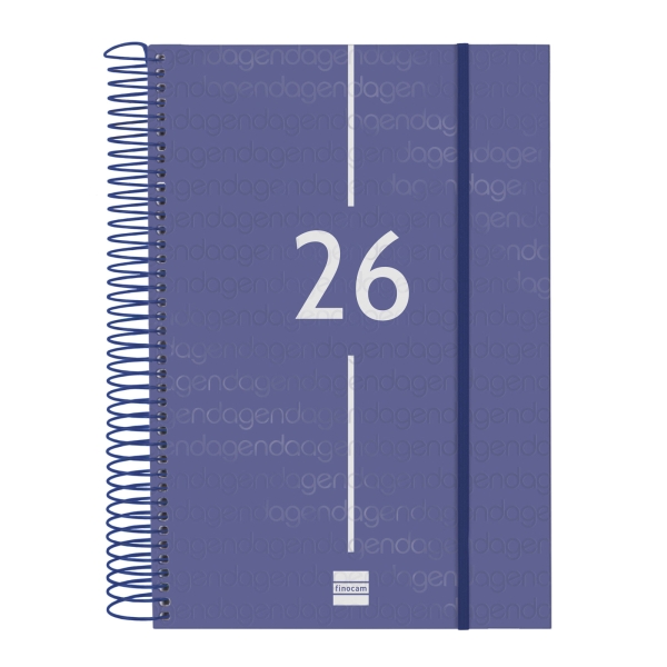 Finocam Year Agenda de Espiral - Anual 2026 - Tapa Ligera - Formato E11 - 175x29x242mm - 1 Dia por Pagina - Color Azul