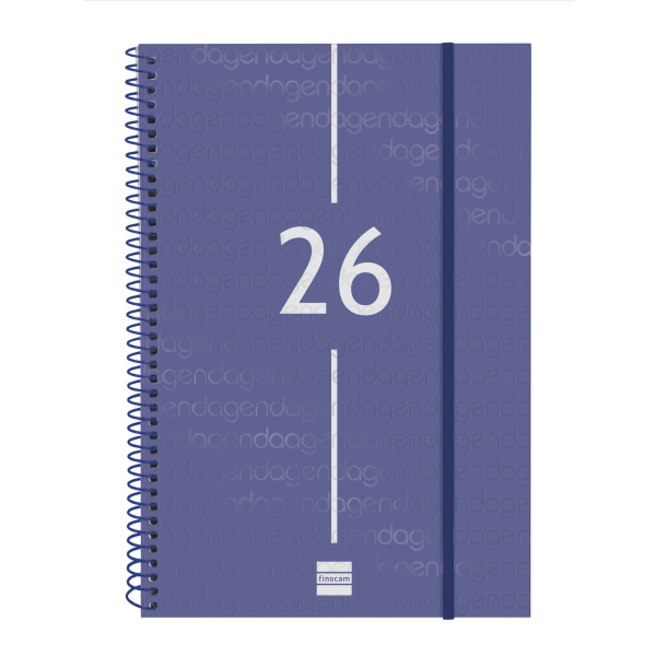 Finocam Year Agenda de Espiral en Catalan - Anual 2026 - Tapa Ligera - Formato E11 - 172x14x242mm - Semana Vista en Vertical - Color Azul