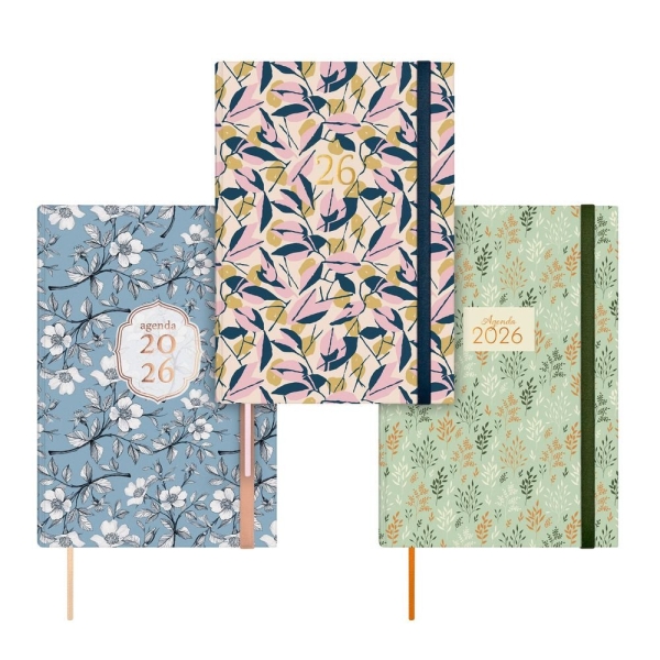 Finocam Dynamic Berlin Pack de 4 Agendas - Anual 2026 - Cierre de Goma - Formato Y10 - 1 Dia por Pagina - Color Surtidos