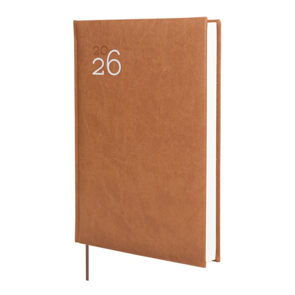 Finocam Dynamic Milano Agenda Profesional en Catalan - Anual 2026 - Tapa Dura Acolchada - Formato Y11 - 168x32x245mm - 1 Dia por Pagina - Color Marron