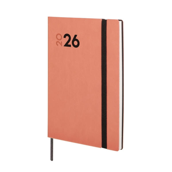 Finocam Dynamic Mara Agenda Profesional - Anual 2026 - Tapa Blanda - Cierre con Goma Elastica - Formato Y4 - 124x11x174mm - Semana Vista en Vertical - Color Coral