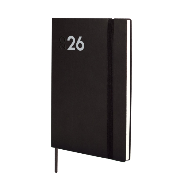 Finocam Dynamic Mara Agenda Profesional en Catalan - Anual 2026 - Tapa Blanda - Cierre con Goma Elastica - Formato Y4 - 124x11x174mm - Semana Vista en Vertical - Color Negro