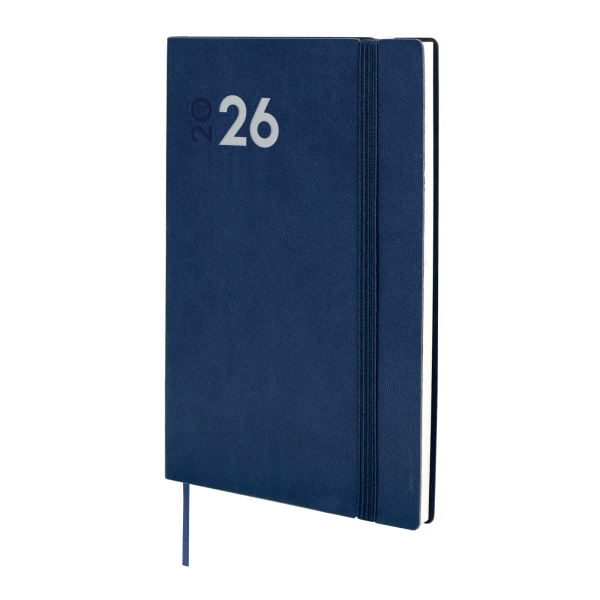 Finocam Dynamic Mara Agenda Profesional en Catalan - Anual 2026 - Tapa Blanda - Cierre con Goma Elastica - Formato Y10 - 144x11x208mm - Semana Vista en Vertical - Color Azul