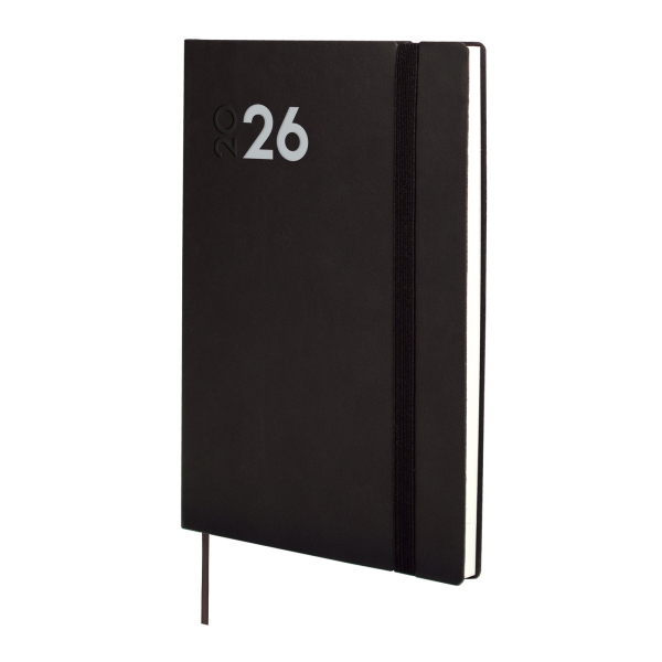 Finocam Dynamic Mara Agenda Profesional en Catalan - Anual 2026 - Tapa Blanda - Cierre con Goma Elastica - Formato Y10 - 144x11x208mm - Semana Vista en Vertical - Color Negro