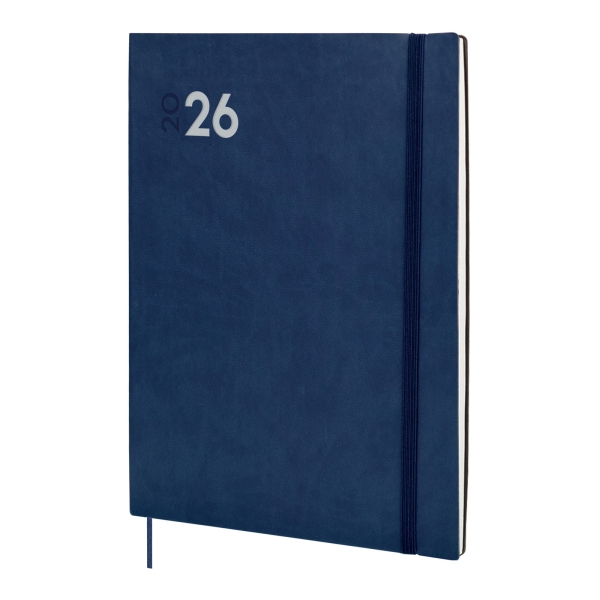 Finocam Dynamic Mara Agenda Profesional - Anual 2026 - Tapa Blanda - Cierre con Goma Elastica - Formato Y12 - 214x11x275mm - Semana Vista en Vertical - Color Azul