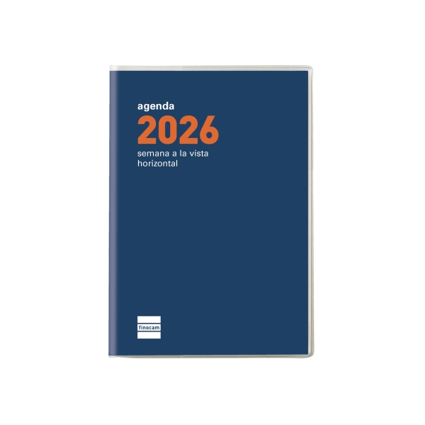 Finocam Coctel Agenda Plana - Anual 2026 - Formato Pl3 - 85x6x6mm - Semana Vista Horizontal - Color Azul