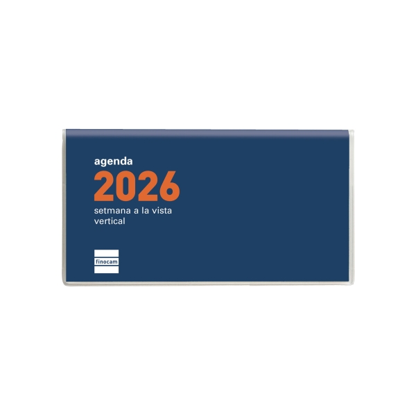 Finocam Coctel Agenda Plana en Catalan - Anual 2026 - Formato Pl1 - 121x6x6mm - Semana Vista en Vertical - Color Azul