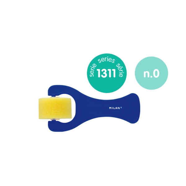 Milan 1311 Rodillo de Esponja Liso de 25mm - Mango de Plastico Corto - Color Azul