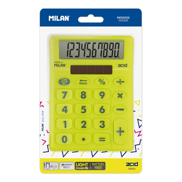 Milan Acid Calculadora de Sobremesa - 10 Digitos - Blister - Color Amarillo