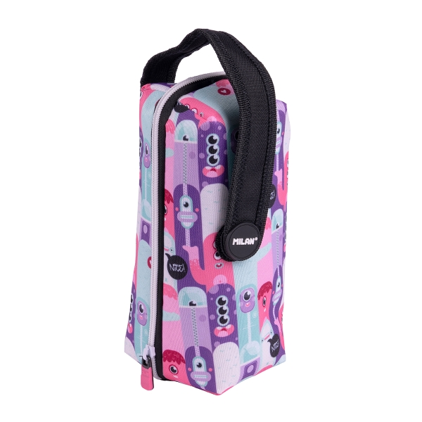Milan Aliens 2 Pack de 4 Estuches con Goma de Borrar - Sacapuntas - Lapiz - 3 Boligrafos - Regla - 12 Lapices de Colores - 12 Rotuladores
 - Color Rosa