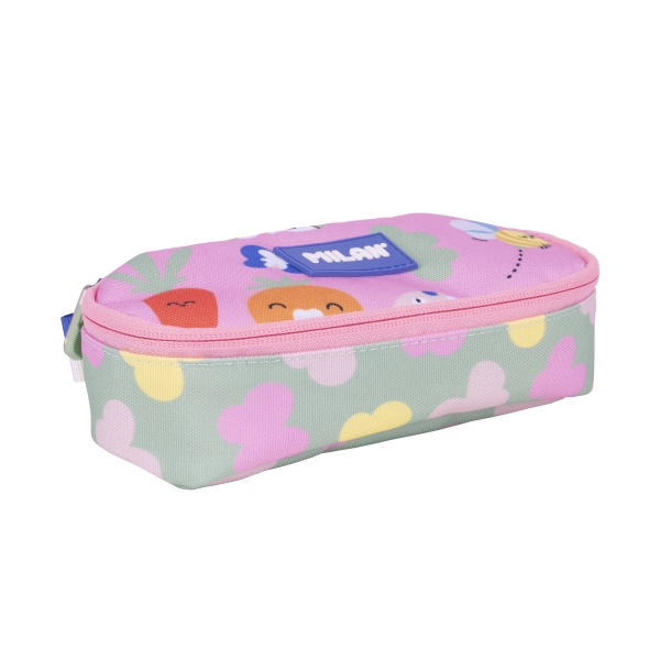 Milan Green and Grow Estuche Portatodo - Ovalado - Cierre con Cremallera - Malla Interior - 20.5x9x5.5cm - Multicolor