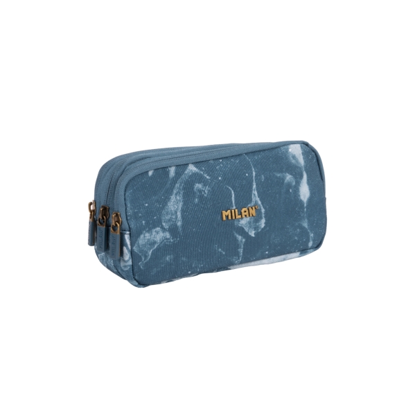 Milan Lava Estuche Portatodo - Cremallera - 3 Compartimentos - 22x11x6.5cm - Color Azul