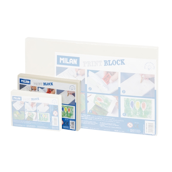 Milan Print Block Plancha de Grabado - Formato M - 10x15x0.9cm - Color Blanco