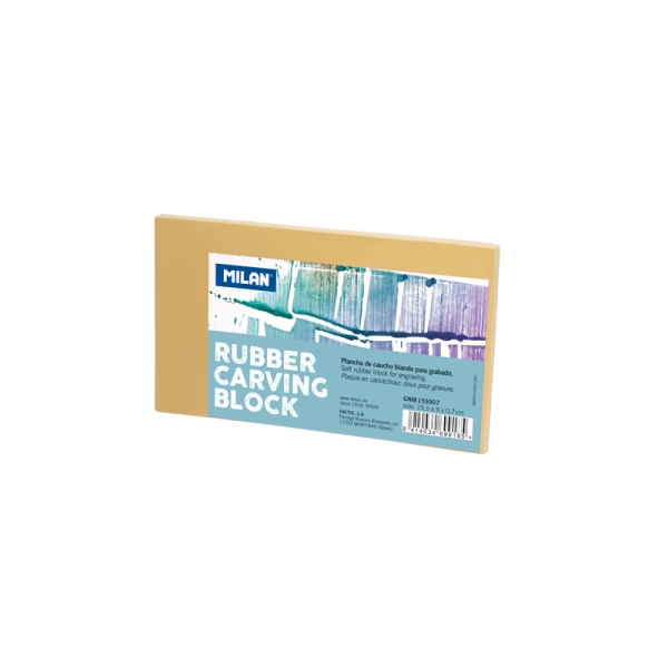 Milan Rubber Carving Block Plancha de Grabado - Caucho Suave - Formato M - 15.5x9x0.7cm - Color Marron