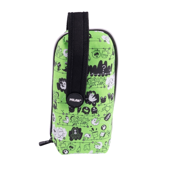 Milan Tandem 2 Pack de 4 Estuches con Goma de Borrar - Sacapuntas - Lapiz - 3 Boligrafos - Regla - 12 Lapices de Colores - 12 Rotuladores
 - Color Verde