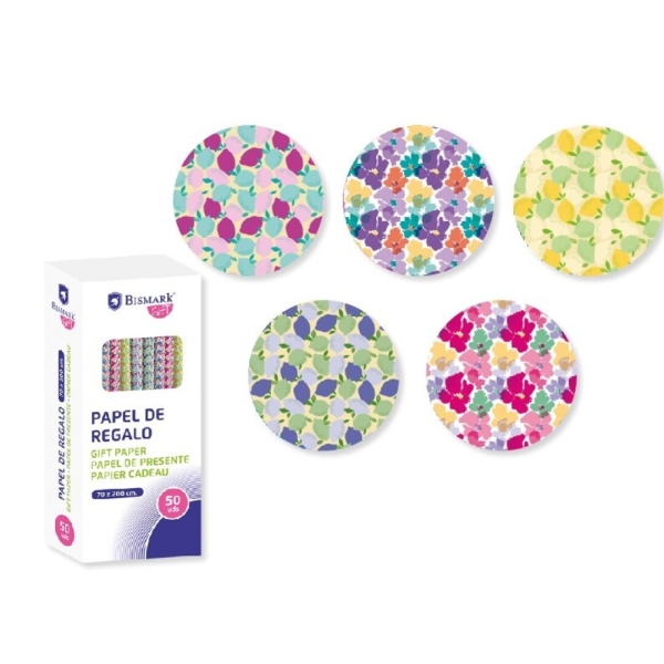 Bismark Tropical Rollo de Papel Regalo - Medidas 70cmx200cm - 5 Diseños Diferentes