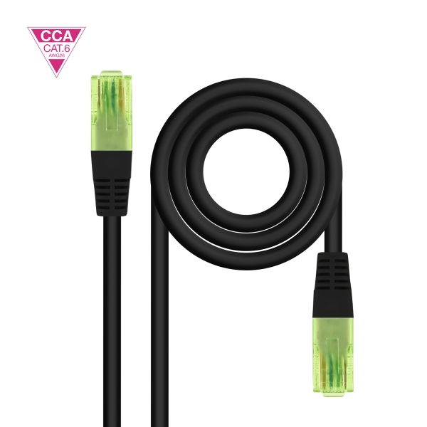 Nanocable Cable Red Latiguillo Cat.6 UTP AWG26 CCA - Longitud 1m - Color Negro
