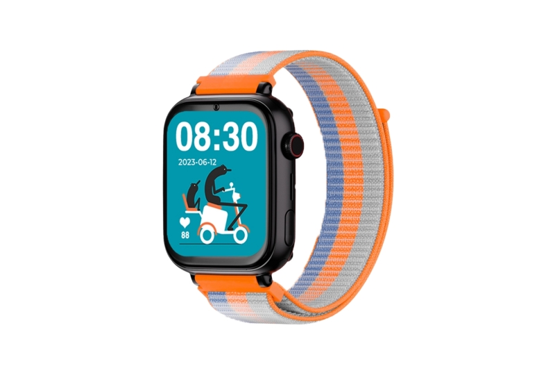 Savefamily Reloj Inteligente Smartwatch Infantil SaveWatch Plus con GPS y Llamada - IP67 - Boton SOS - Carcasa Negra - Correa Tela Naranja