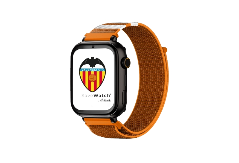 Savefamily Reloj Inteligente Smartwatch Infantil Savewatch Plus Edicion Valencia C.F. con GPS y Llamada - Correa Tela Naranja