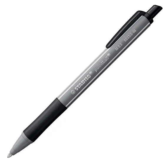 Stabilo Pointball Colorful Boligrafo Retractil - Trazo 0.5mm - Hecho con 87% Bioplastico - Grip Antideslizante - Recargable - Color Negro