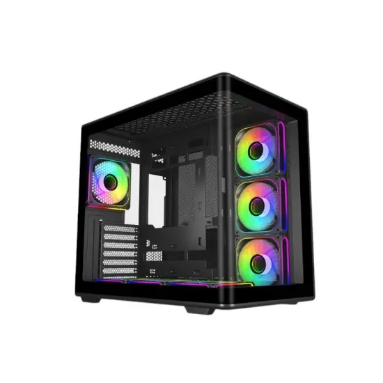 Cooler Master Elite 600 Caja Semitorre ATX/MicroATX/Mini-ITX - 4 Ventiladores 120mm RGB - Vista Panoramica - Doble Camara - Audio - 2xUSB-A - 1xUSB-C - 445x285x410mm - Color Negro