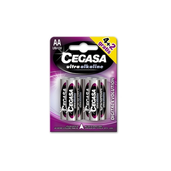 Cegasa Ultra Alcaline Pack de 6 Pilas LR06 AA - Alta Tecnologia - Mas Capacidad, Potencia y Rendimiento