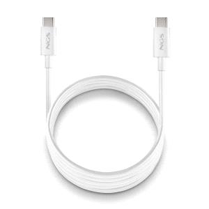 NGS ZYRO 60W-1 Cable USB-C a USB-C - Cargar Rapida - 480 Mbps - 15W - 1 Metro - Color Blanco