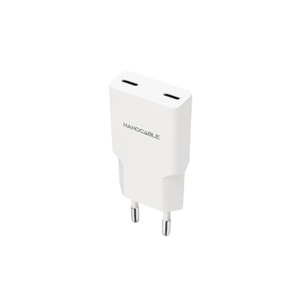 Nanocable Cargador de Pared 2xUSB-C/PD 30W - Color Blanco