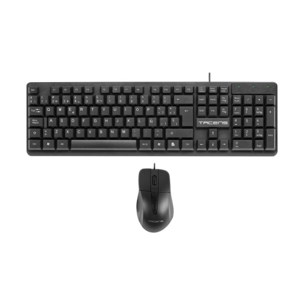 Tacens Anima ACP02 Pack USB Teclado Multimedia + Raton 1200dpi 3 Botones - Disposicion QWERTY ES - Cable de 1.3m - Teclas de Membrana - Sensor Optico - Uso Diestro - Color Negro