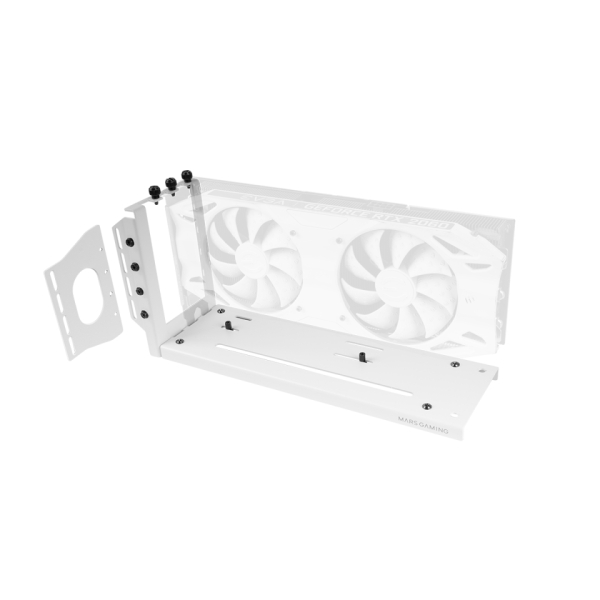 Mars Gaming MCA-GCV Soporte Vertical para Tarjeta Grafica GPU - Montaje Universal - Base Magnetica Antideslizante - Modelos hasta 3 Ranuras - 274.5x143x84mm - Color Blanco
