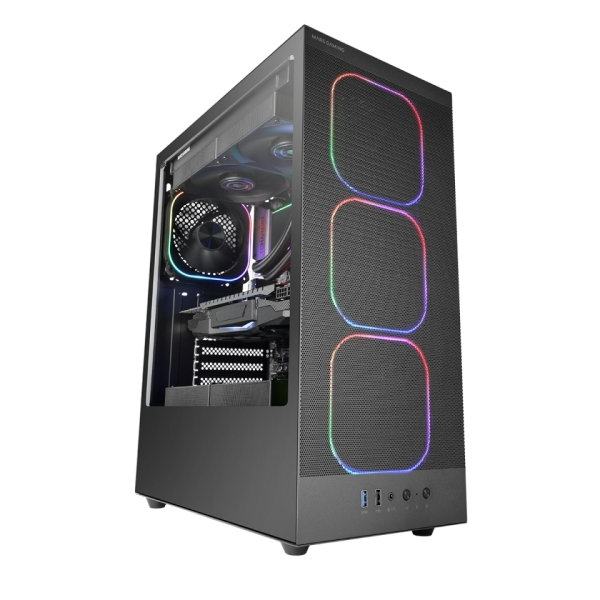 Mars Gaming MC-NEBULA Caja Torre ATX - Cristal Templado Lateral - 4 Ventiladores ARGB de 120mm - Malla Metalica Frontal - 443x350x196mm - Color Negro