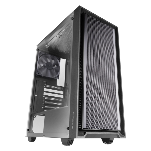 Mars Gaming MC-PMAX Caja Torre ATX - 4 Ventiladores FDB 120mm - Rejilla Frontal Metalica - Doble Camara - 7 Ranuras de Expansion - Color Negro