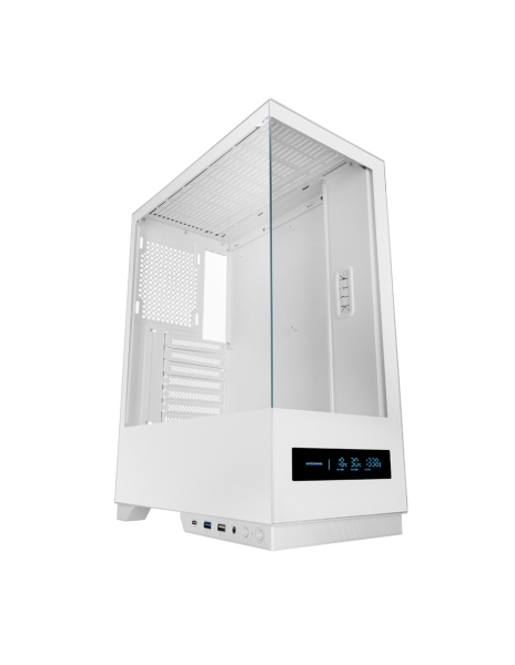 Mars Gaming MC-PULSAR Caja Torre ATX - Doble Cristal Templado - Pantalla LCD - Gestion de Cables - 453x350x196mm - Color Blanco